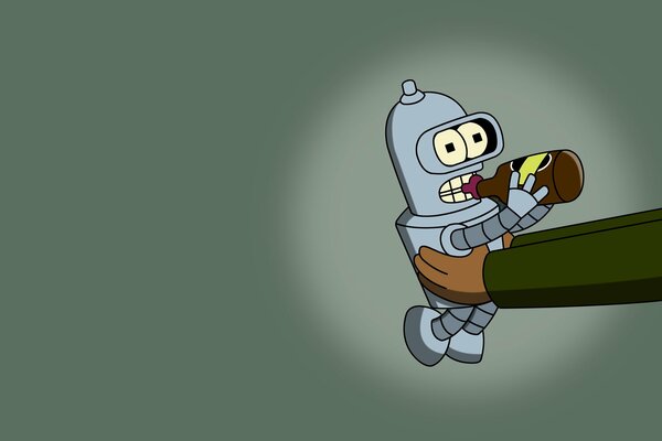 Baby futurama bender with beer