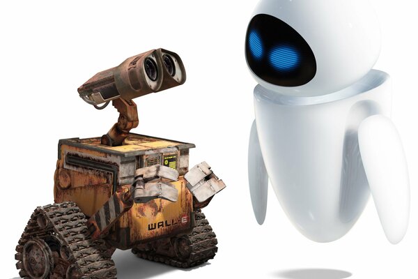 Zwei süße Roboter kommunizieren