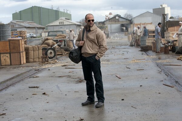 El actor Jason Statham en el set