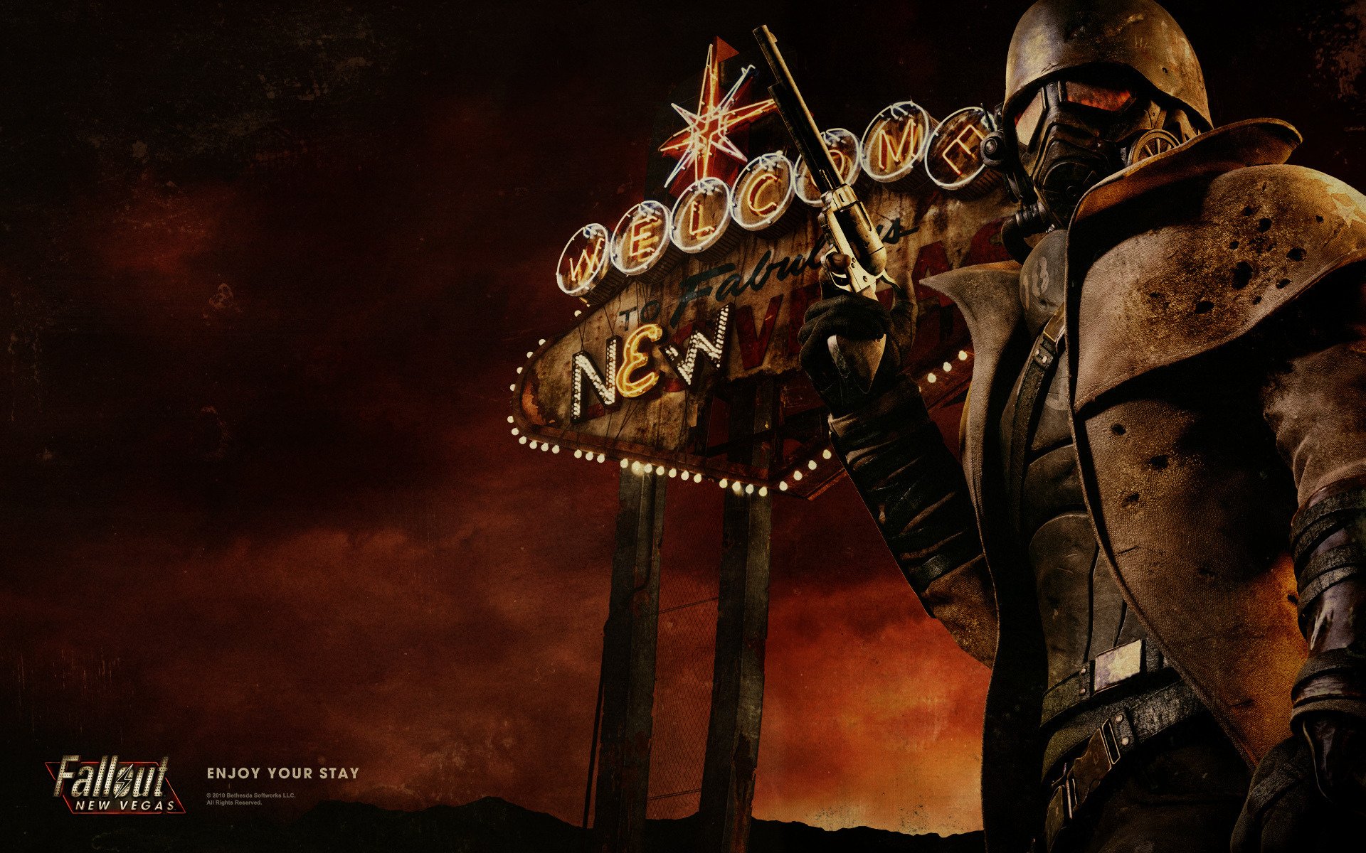 fallout new vegas soldat revolver neon lichter vegas