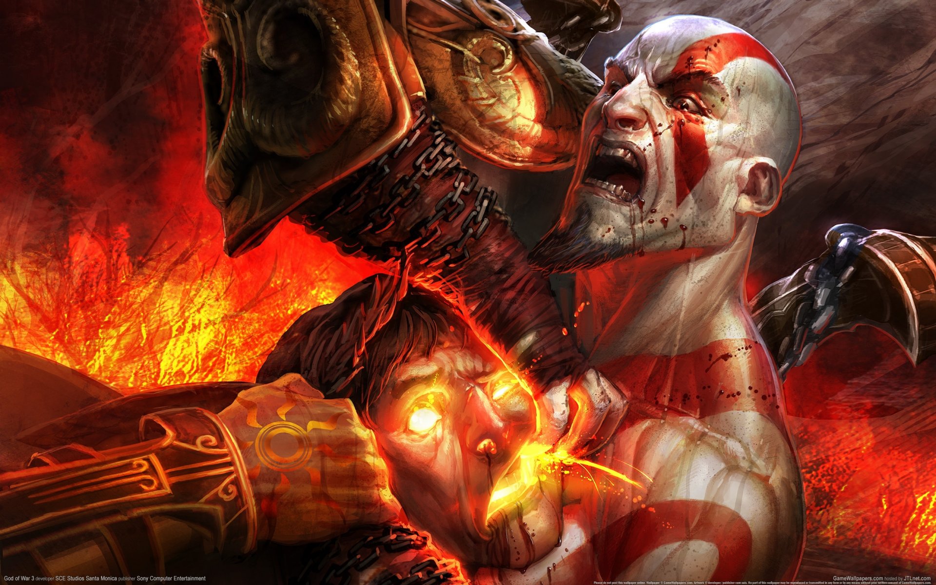 gioco sfondi god of war 3 kratos demone sangue rosso