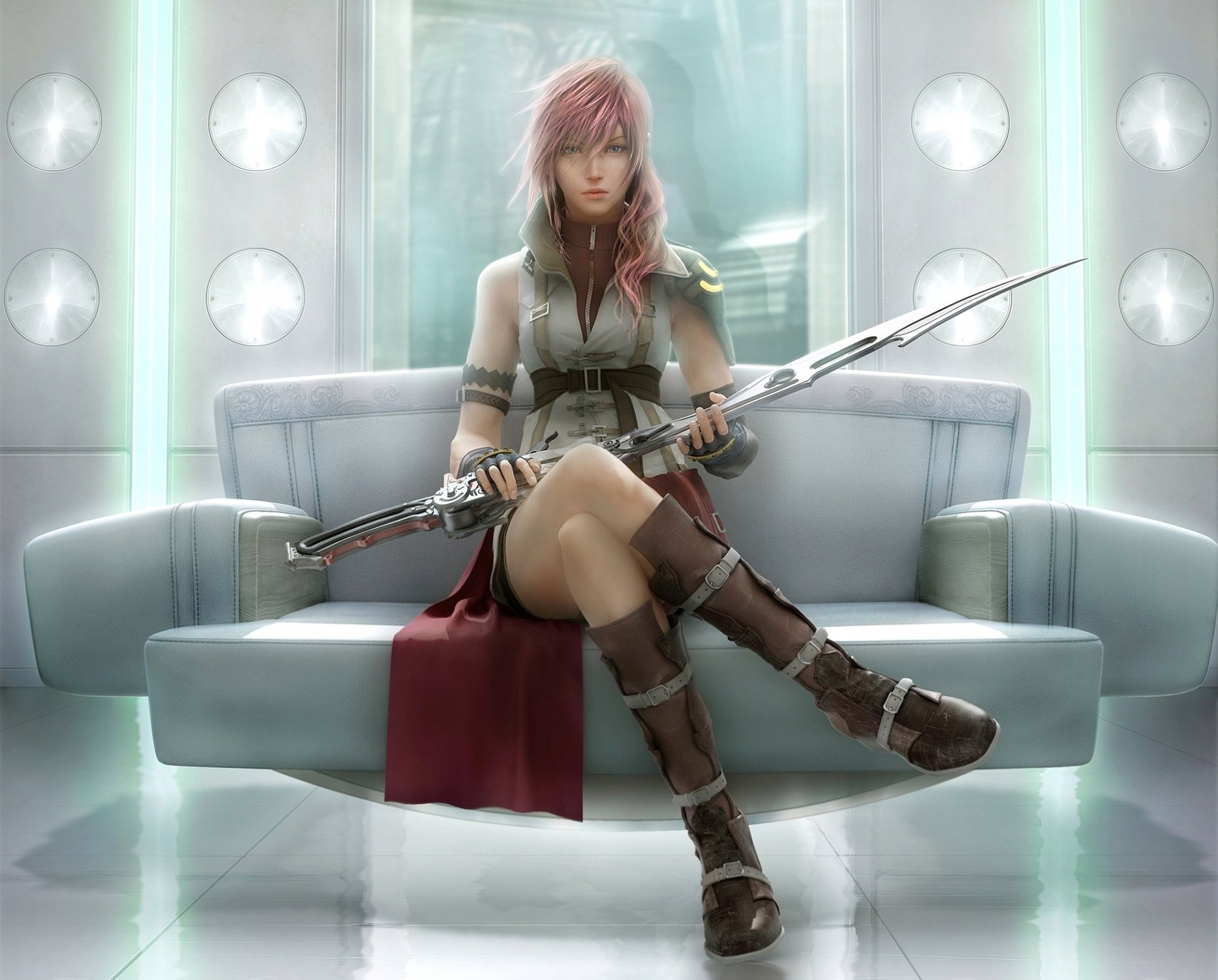 final fantasy xiii arte ragazza guerriero spada