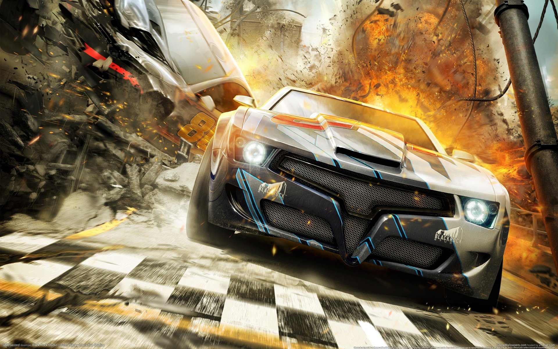 plit-second race car racing black rock studio cg wallpapers explosion