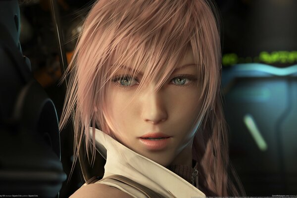 Twarz dziewczyny z gry komputerowej final fantasy xiii