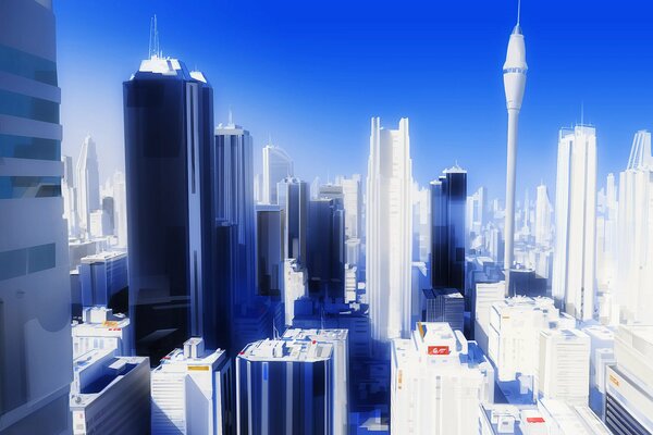 A picture of the city from the game Mirrors edge