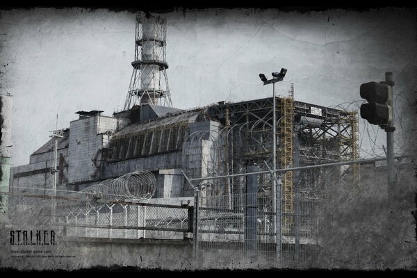 An old faded photo of an industrial building