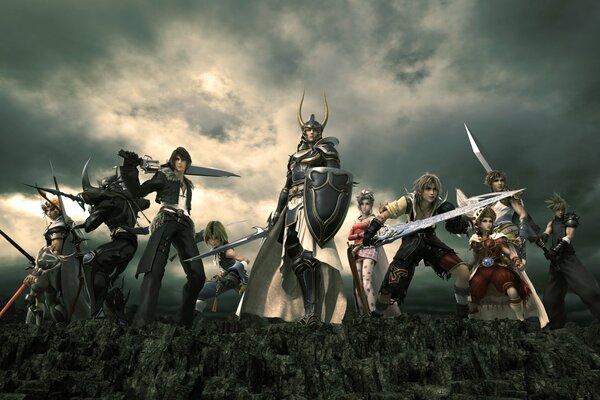 Imágenes de varios héroes del juego final Fantasy