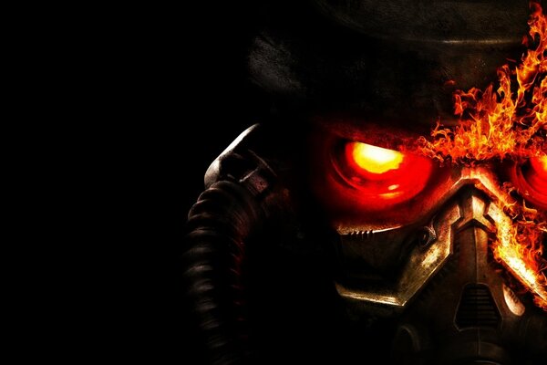 Sfondi per il gioco Killzone 3, che mostra una maschera con gli occhi ardenti