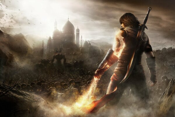The Prince of Persia stands with fire in his hand