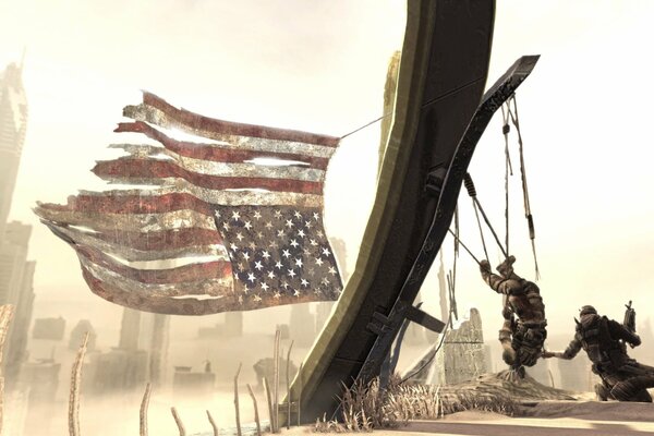 Американский флаг и солдаты из игры зэ лайн