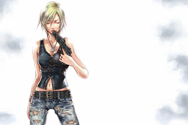 Rysunek Aya Brea, parasite eve, Broń