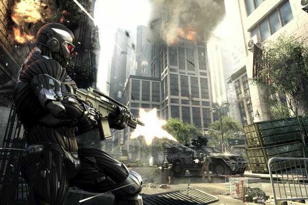 Scène de tir dans la ville de crysis 2