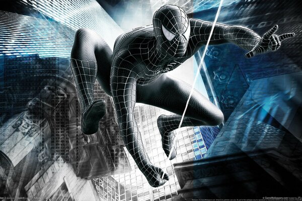 Spider-Man noir s envole vers le ciel