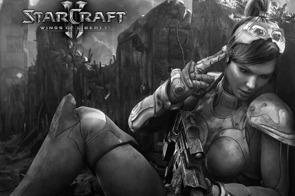Arte con la ragazza del gioco StarCraft Wings of Freedom