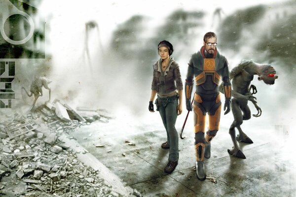 Poster depicting characters from the computer game Half-life 2