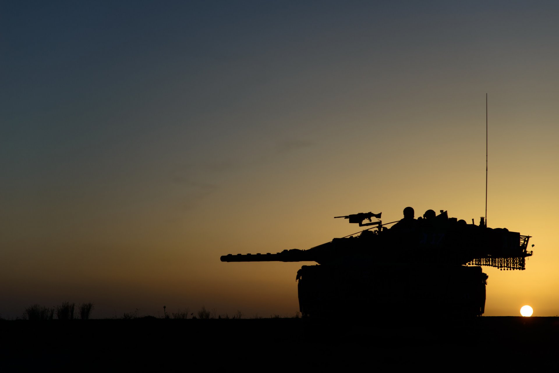 tank weapon sunset