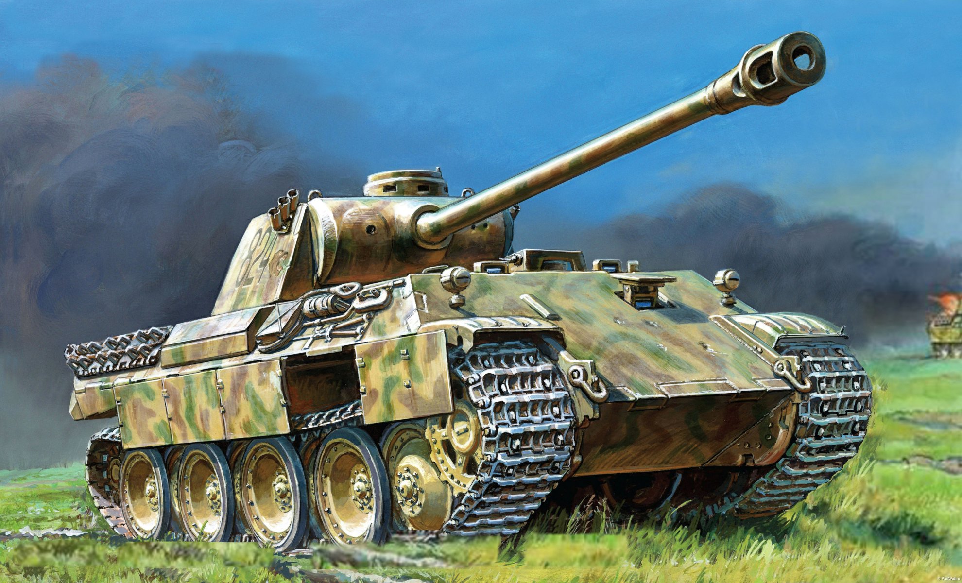 pantera pz.kpfw . el pantera alemán medio tanque wehrmacht segunda guerra mundial arte dibujo