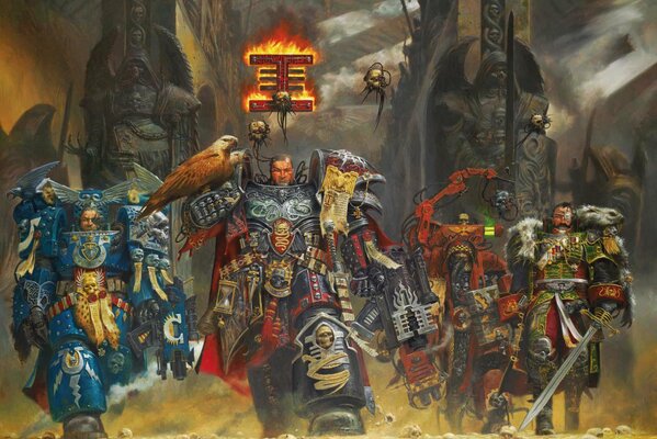 Воины с оружием на войне Warhammer