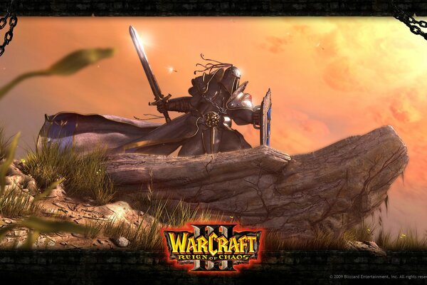 Warcraft, manifestazione del Caos, soldato dell Alleanza in piedi su una roccia