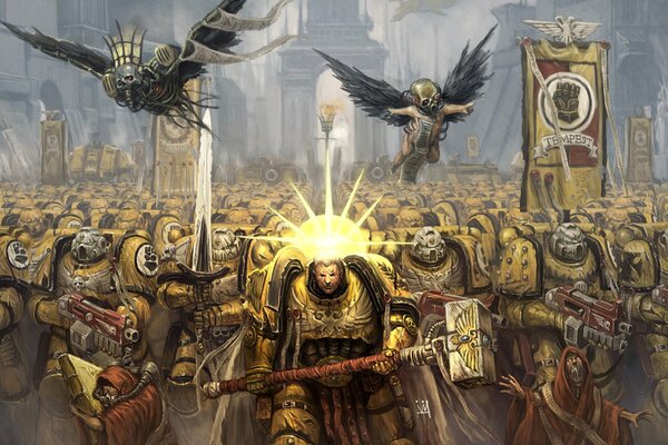 The mighty Templar army in golden armor