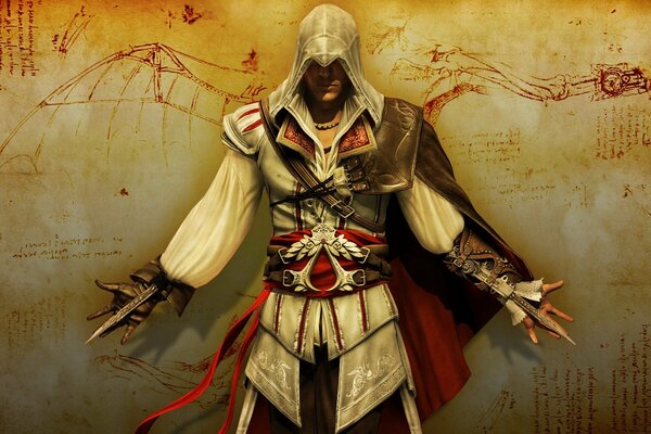 Assassin Creed sur fond de mur de sang