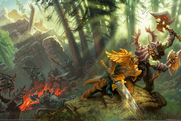 Bataille dans la forêt de world of warcraft