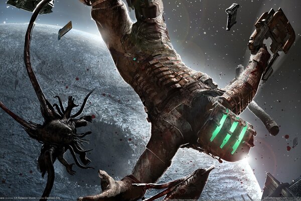 Dead Space im Weltraum mit einer Kreatur