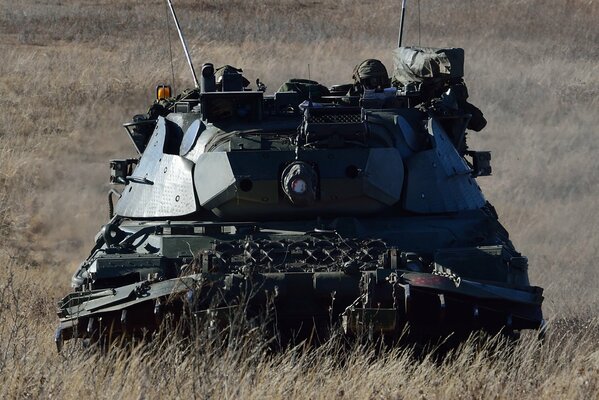 The Leopard-1 tank is in the field