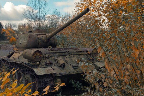 Tanque militar abandonado desde la guerra