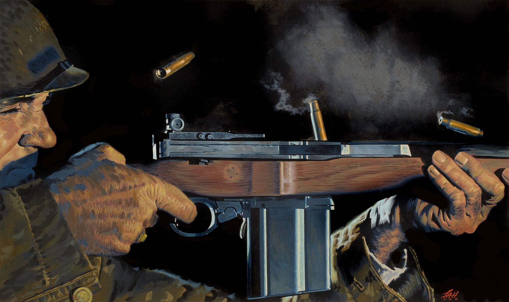 art browning m1918 karabin automatyczny broń żołnierz łuski