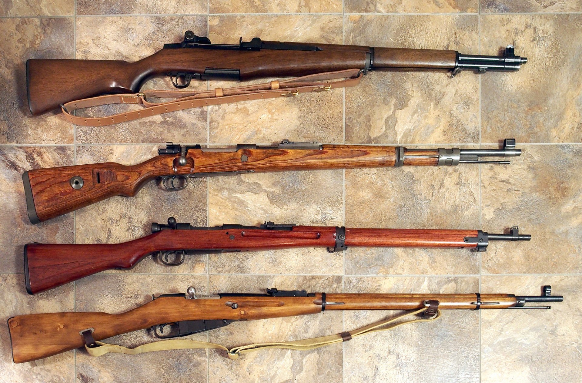 armi dall alto verso il basso garand m1 obr 1936-1957 mauser 98k 1935 arisaka tipo 30 1897-1905 mosina 1891-1930 fucili seconda guerra mondiale