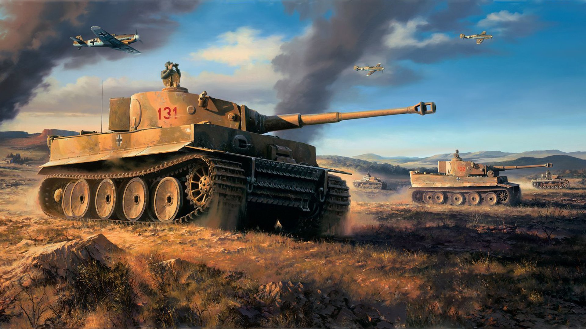 tiger pz.kpfw . vi afrique du nord nicolas trudgian réservoir dessin art