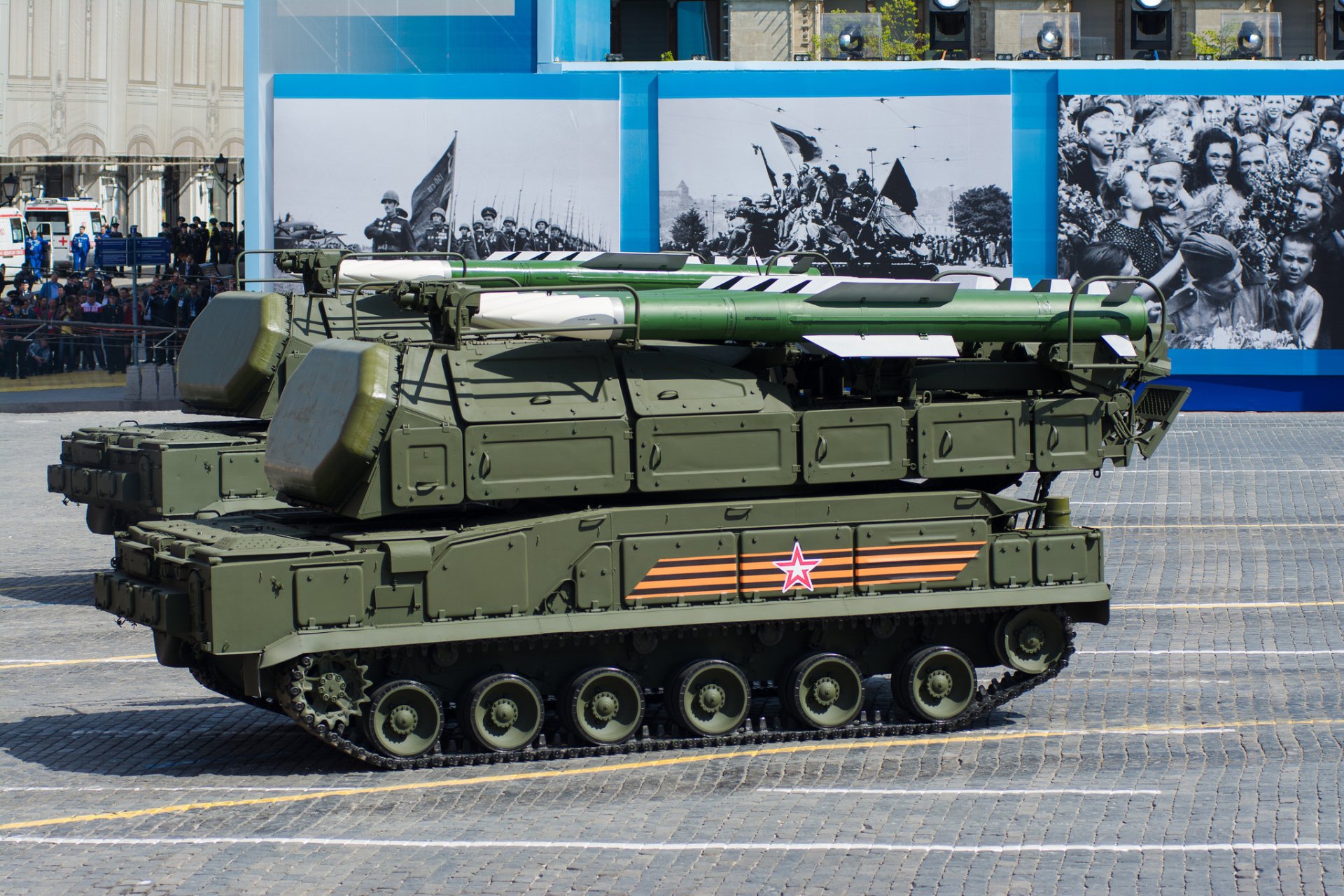 buk-m2 anti-aircraft missile complex victory day holiday red square hit