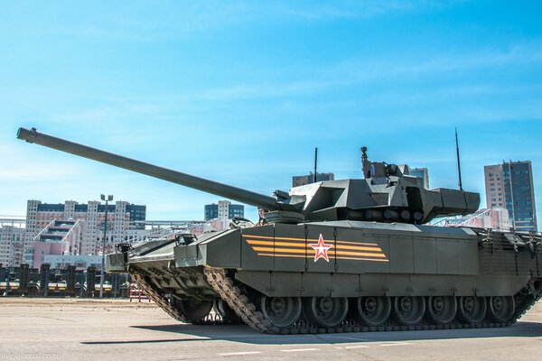 Beautiful armored vehicles are standing on the street