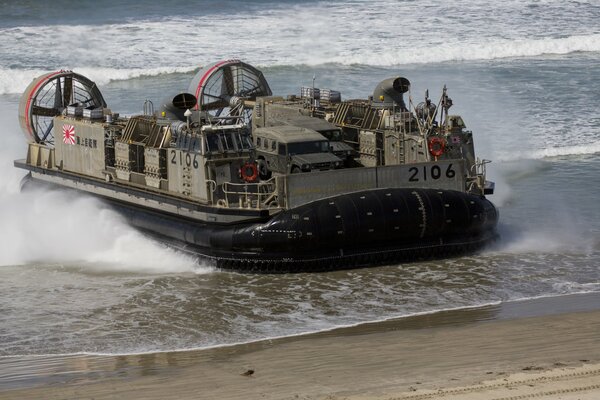 Hovercraft at the shore