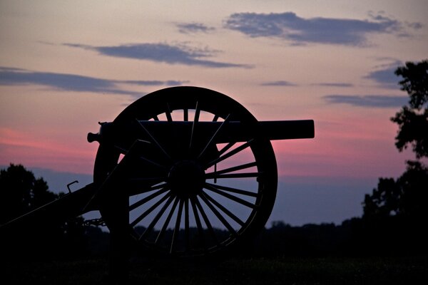 Cannone su uno sfondo rosa tramonto