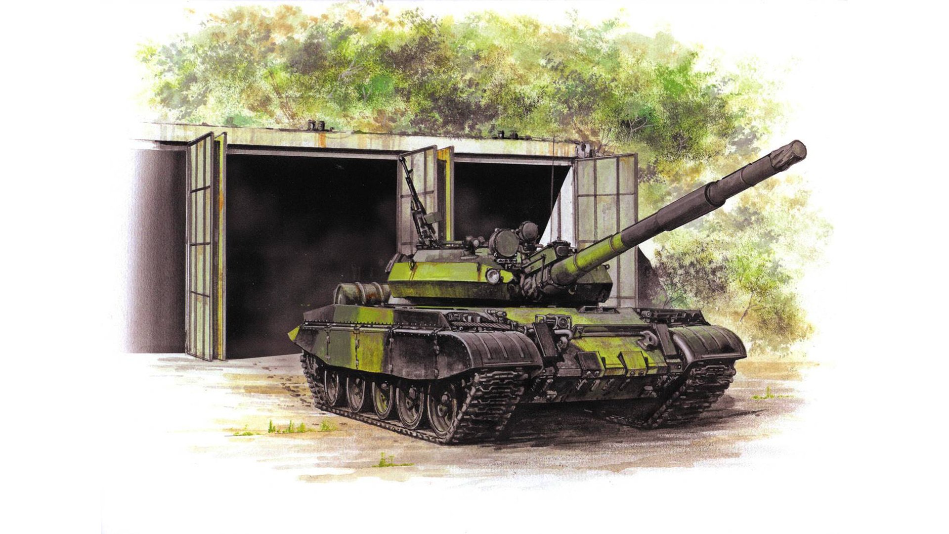 t-62 tanque medio soviético dibujo arte