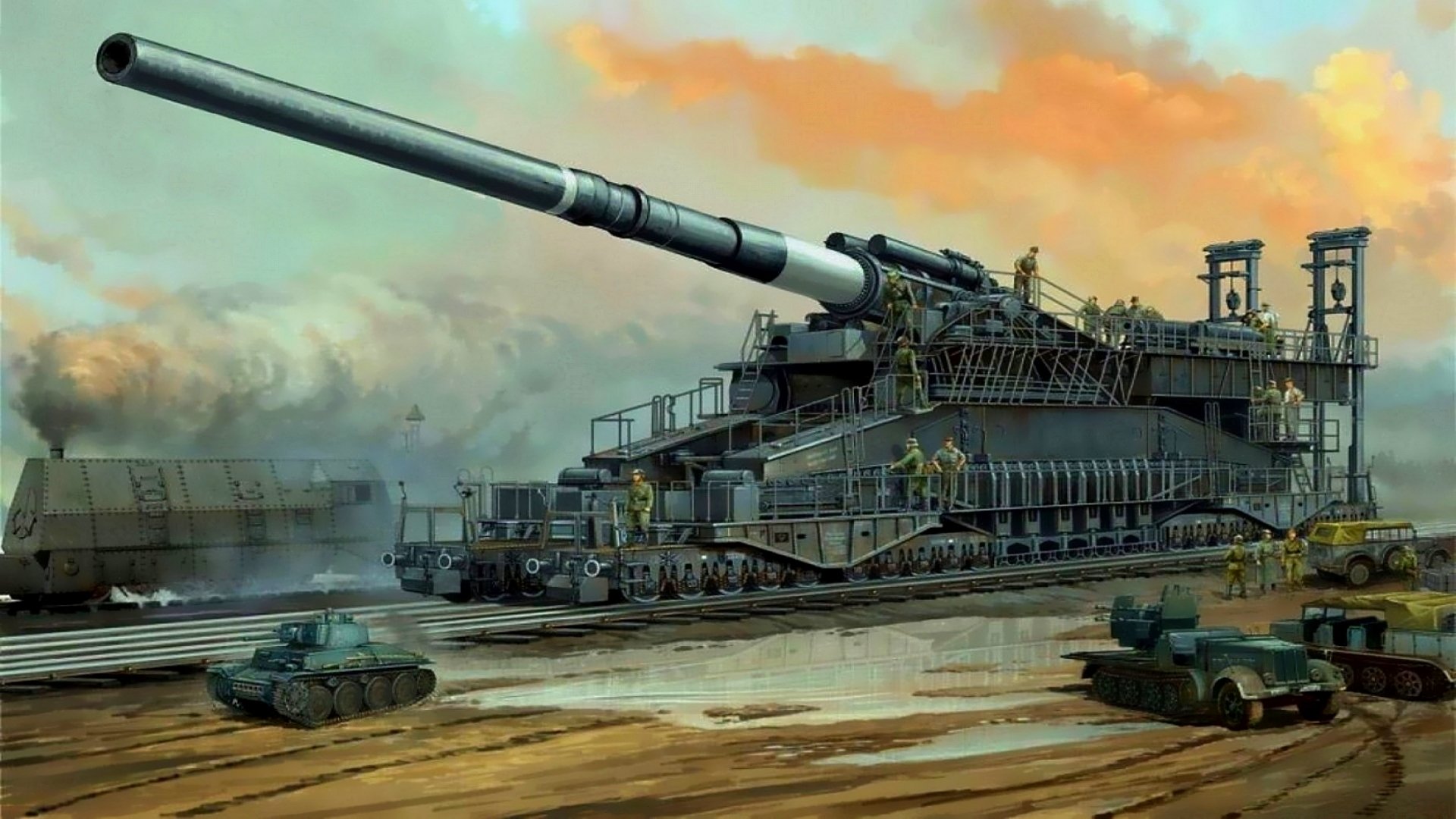 dora unique super lourd ferroviaire artillerie canon armée allemagne calibre mm seconde guerre mondiale réservoir train canon soldats unique super lourd rail artillerie calibre 807 mm ferroviaire pistolet