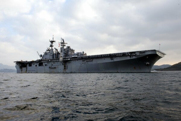 A gunship sails into the sea