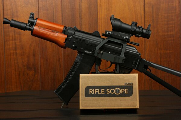Kalashnikov assault rifle shortened with a sight