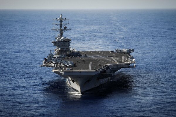 American aircraft carrier in the Pacific Ocean