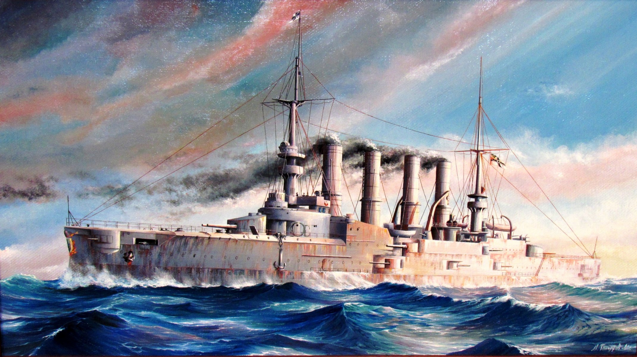 art mer scharnhorst sms scharnhorst croiseur cuirassé marine impériale allemande ww1 dessin artiste m. goncharov