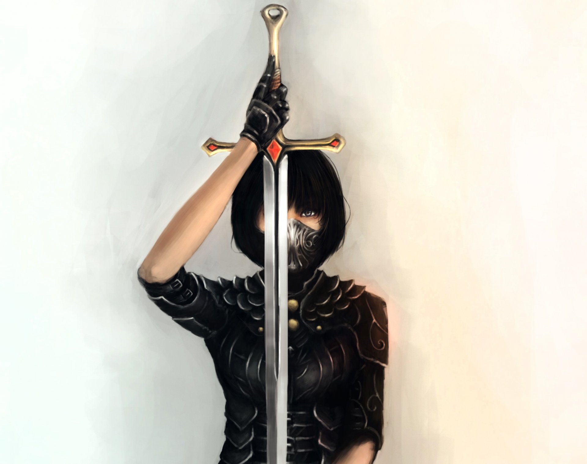 art girl sword blade mask