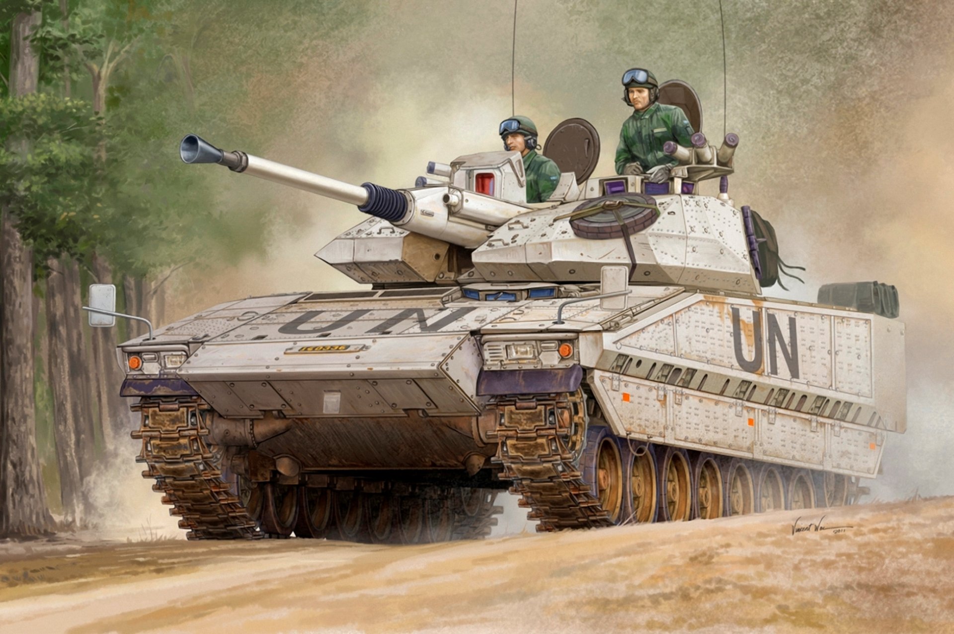 art véhicule blindé suède cv90-40c bmp forces de maintien de la paix dessin