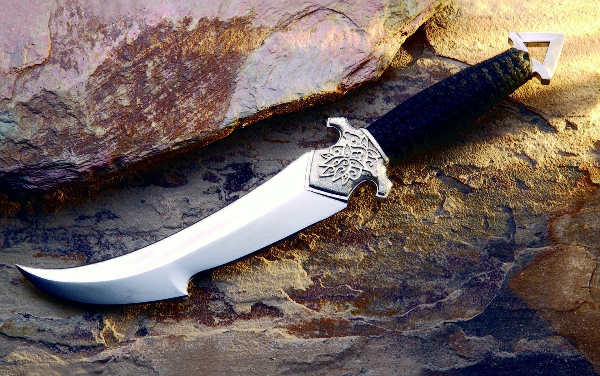 dagger engraving leather rock stone weapon