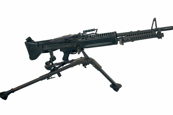 Waffe M60 auf einer Stativmaschine auf weißem Hintergrund