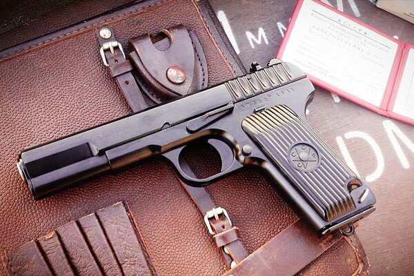 Army self-loading pistol on the table