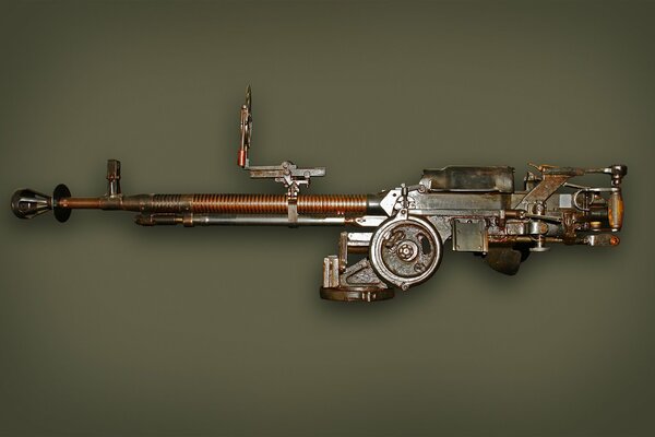 Machine gun on a solid background