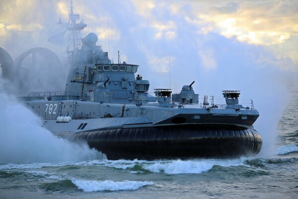 Powerful hovercraft on the high seas