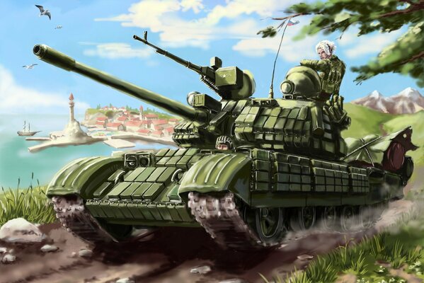 T55 Russian tanak soldier